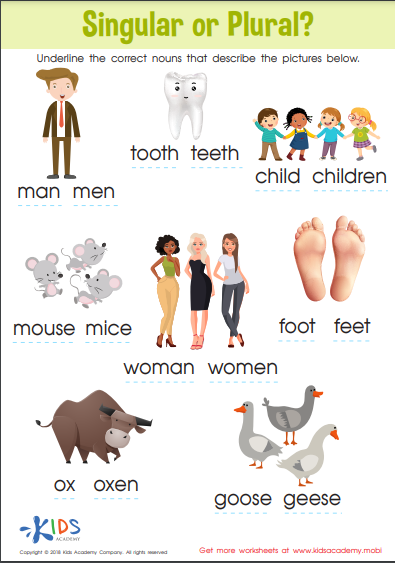 Grammar Parts Of Speech For 2nd Grade Irregular Plural Nouns Article